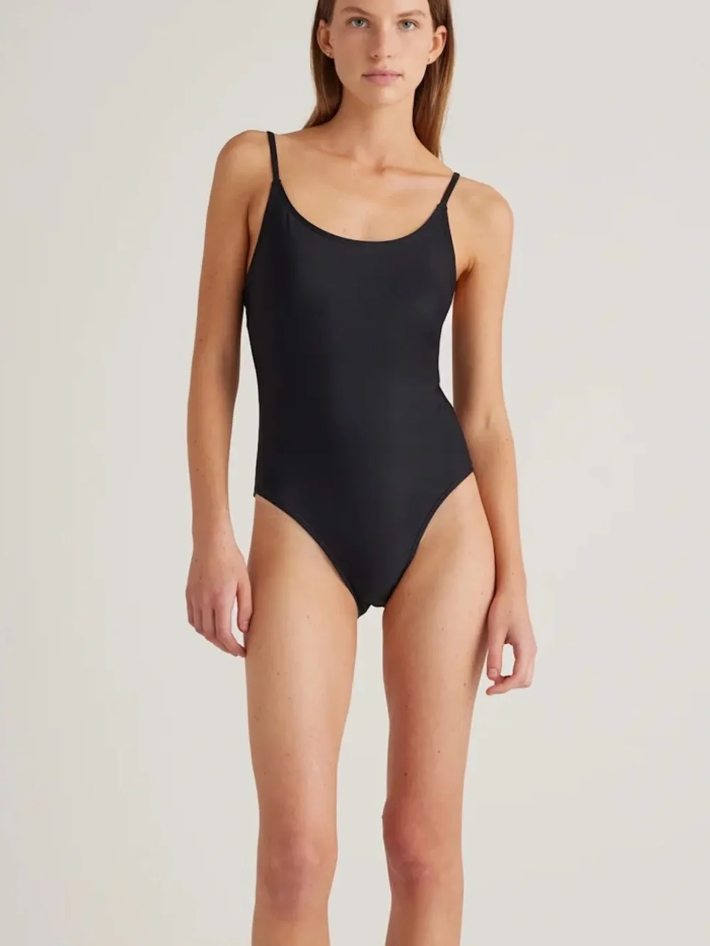 Quince Italian Cami One-Piece Swimsuit Black Size Small New with tags